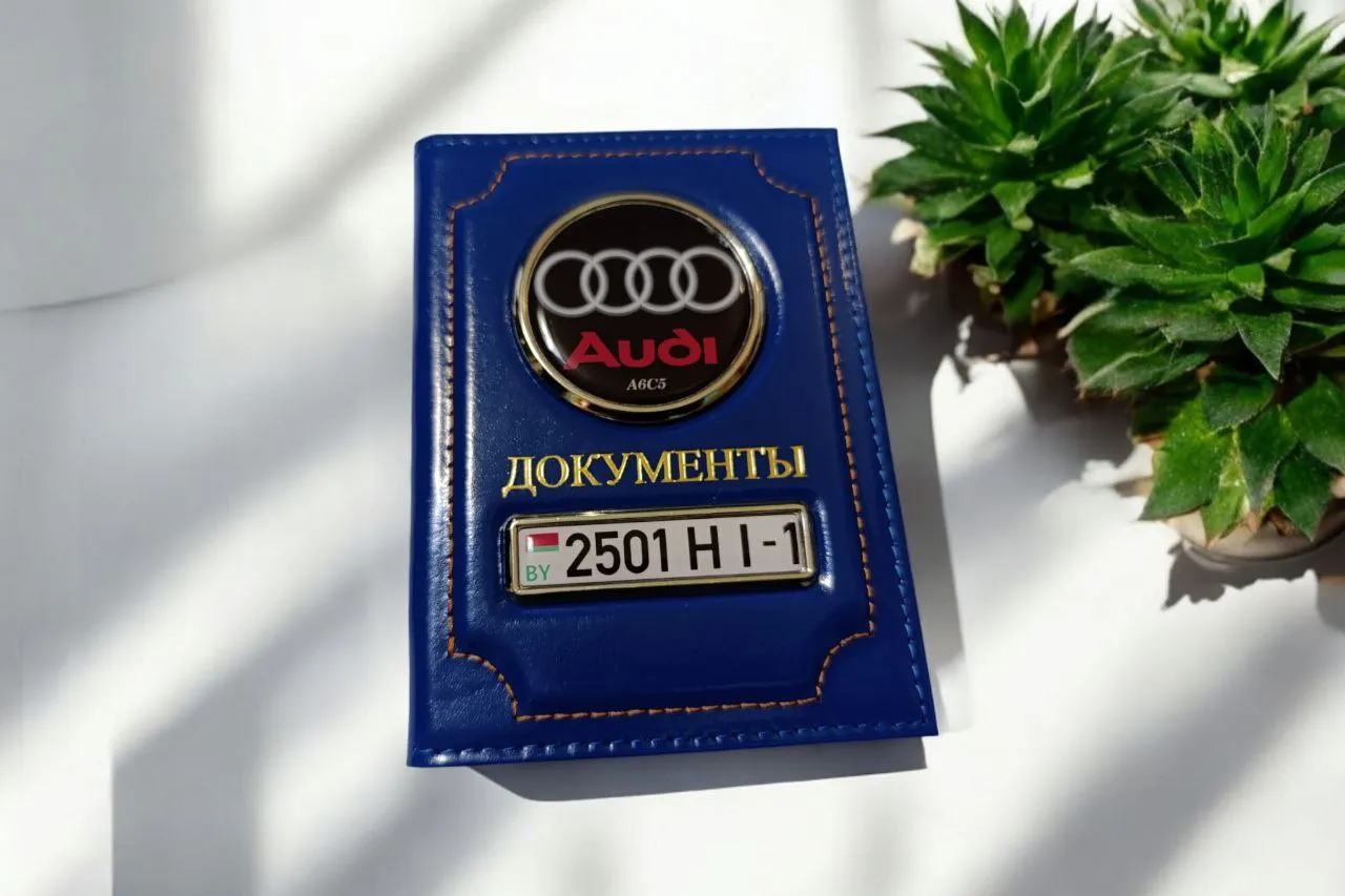 Обложка для автодокументов синяя
