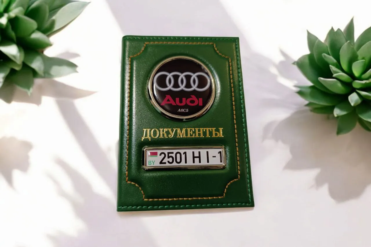 Обложка для автодокументов зелёная